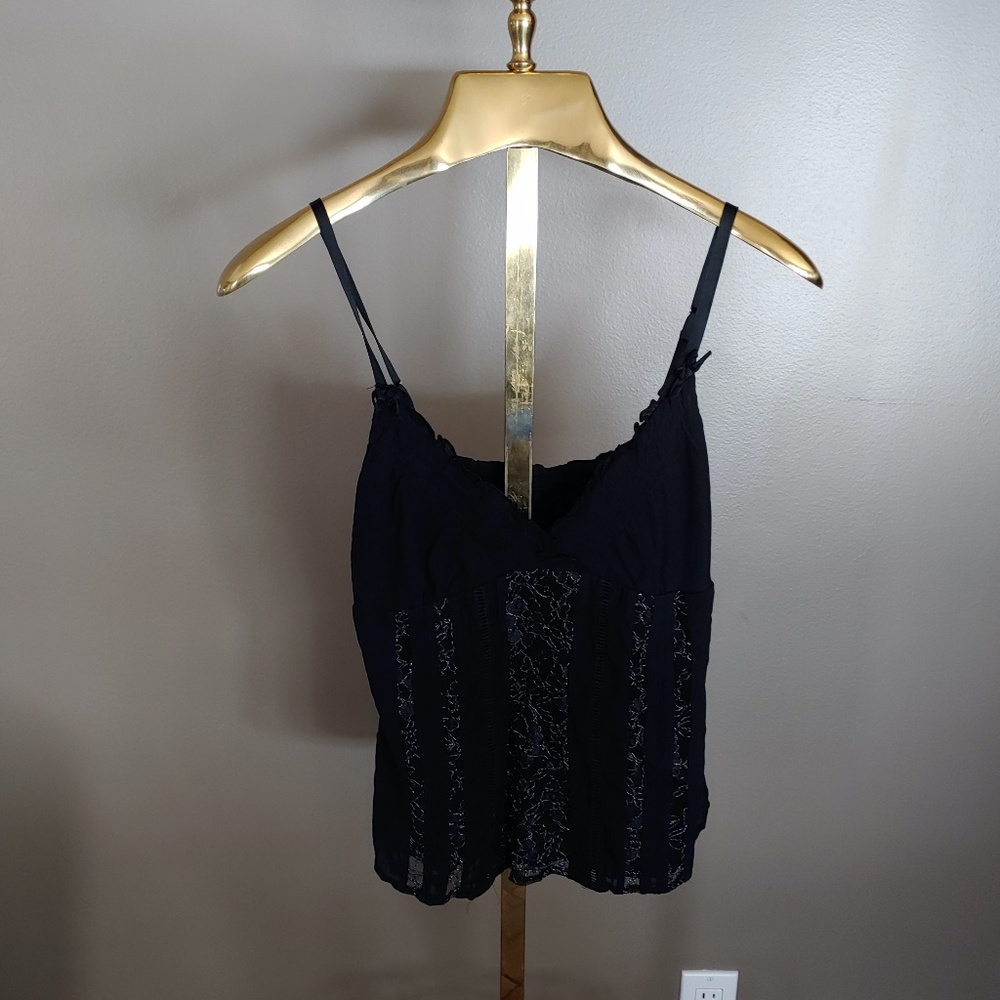 bebe Black Lacy Tank Top